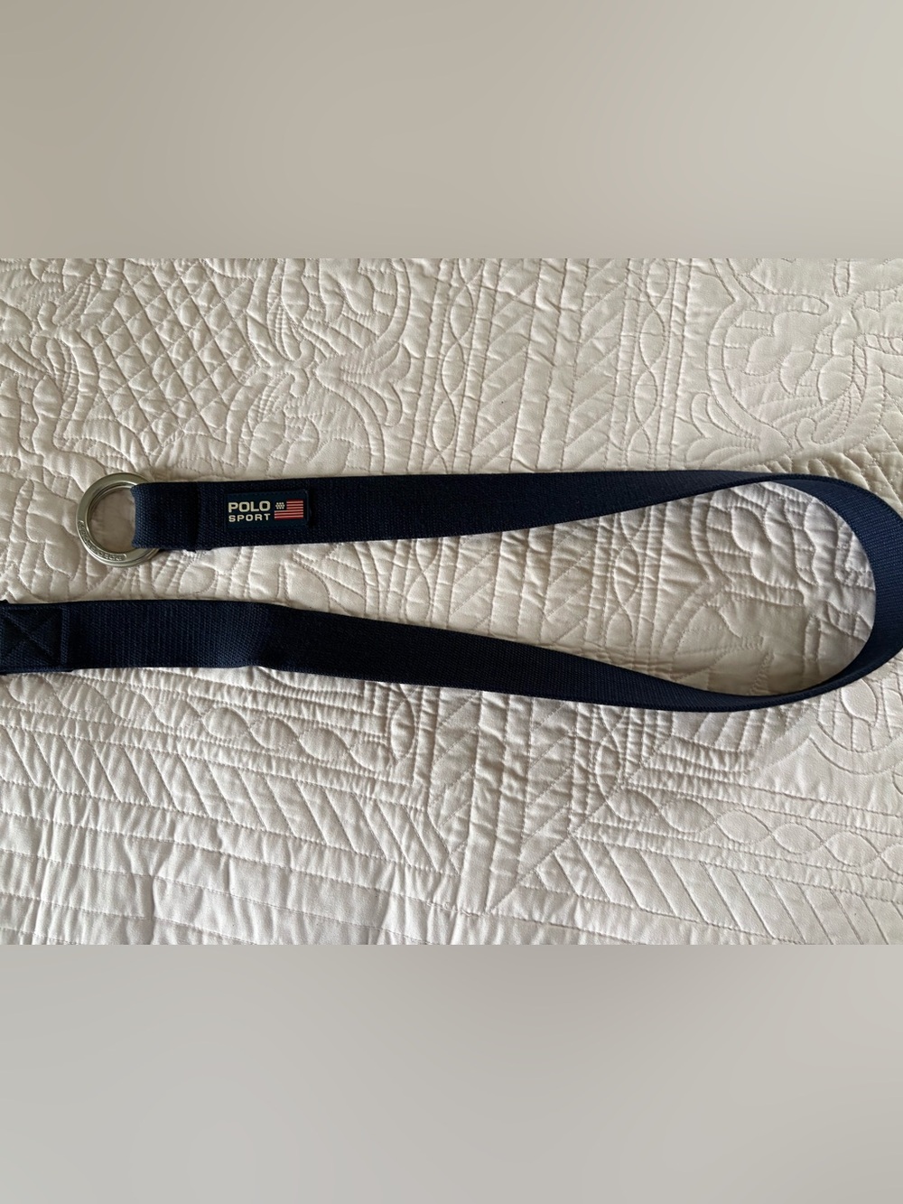 Polo by Ralph Lauren Navy Web D-Ring Belt with Flag Patch